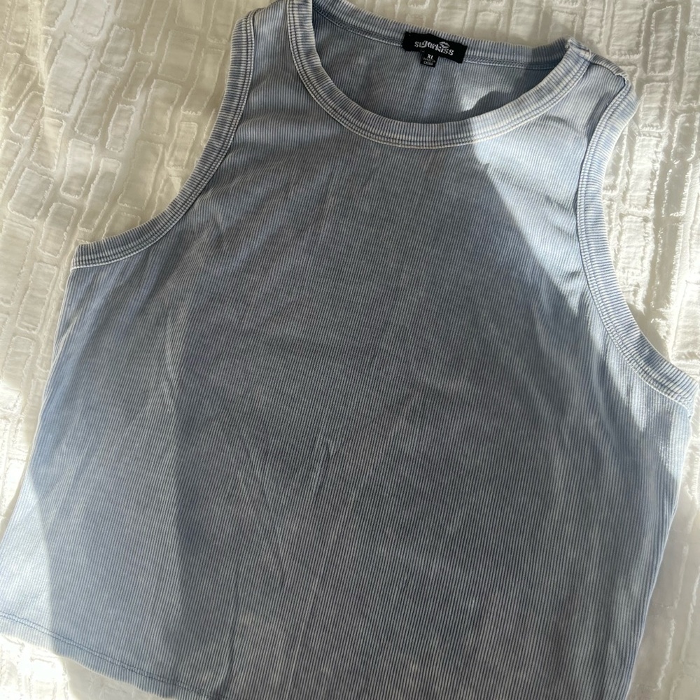 Light Blue Ribbed Tank Top